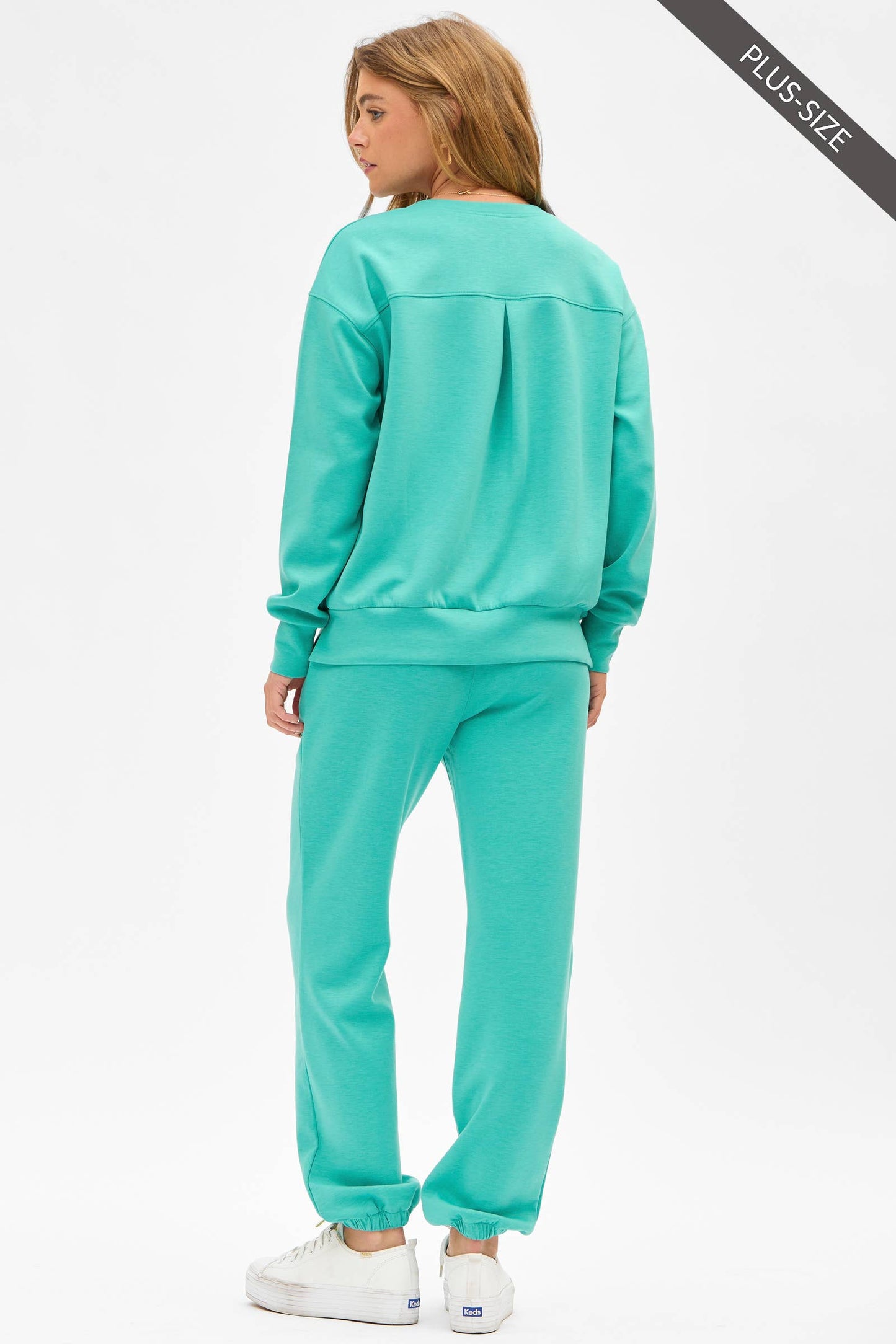 PLUS SIZE Crew Neck Pullover + Jogger Set TRVSET-MALIBUP: LILAC / 2X