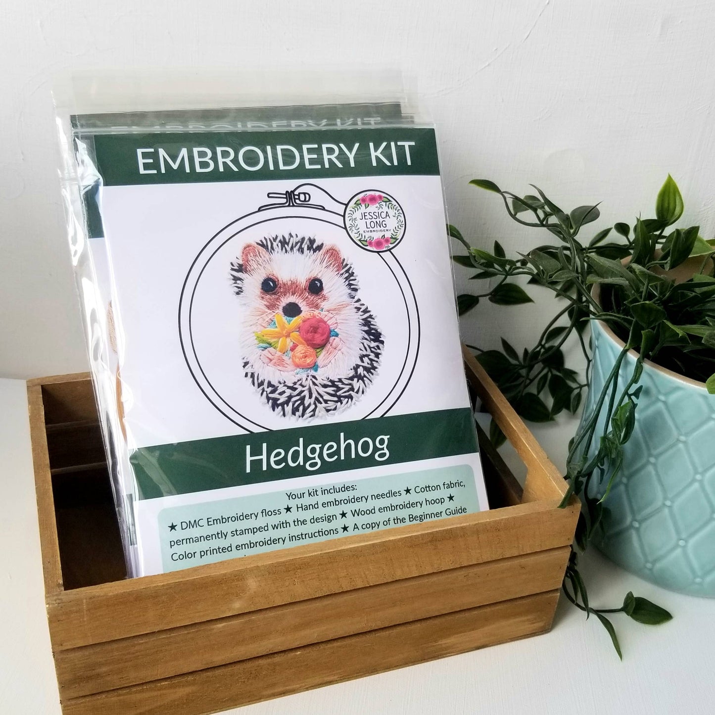Hedgehog Embroidery Kit: Full Skeins