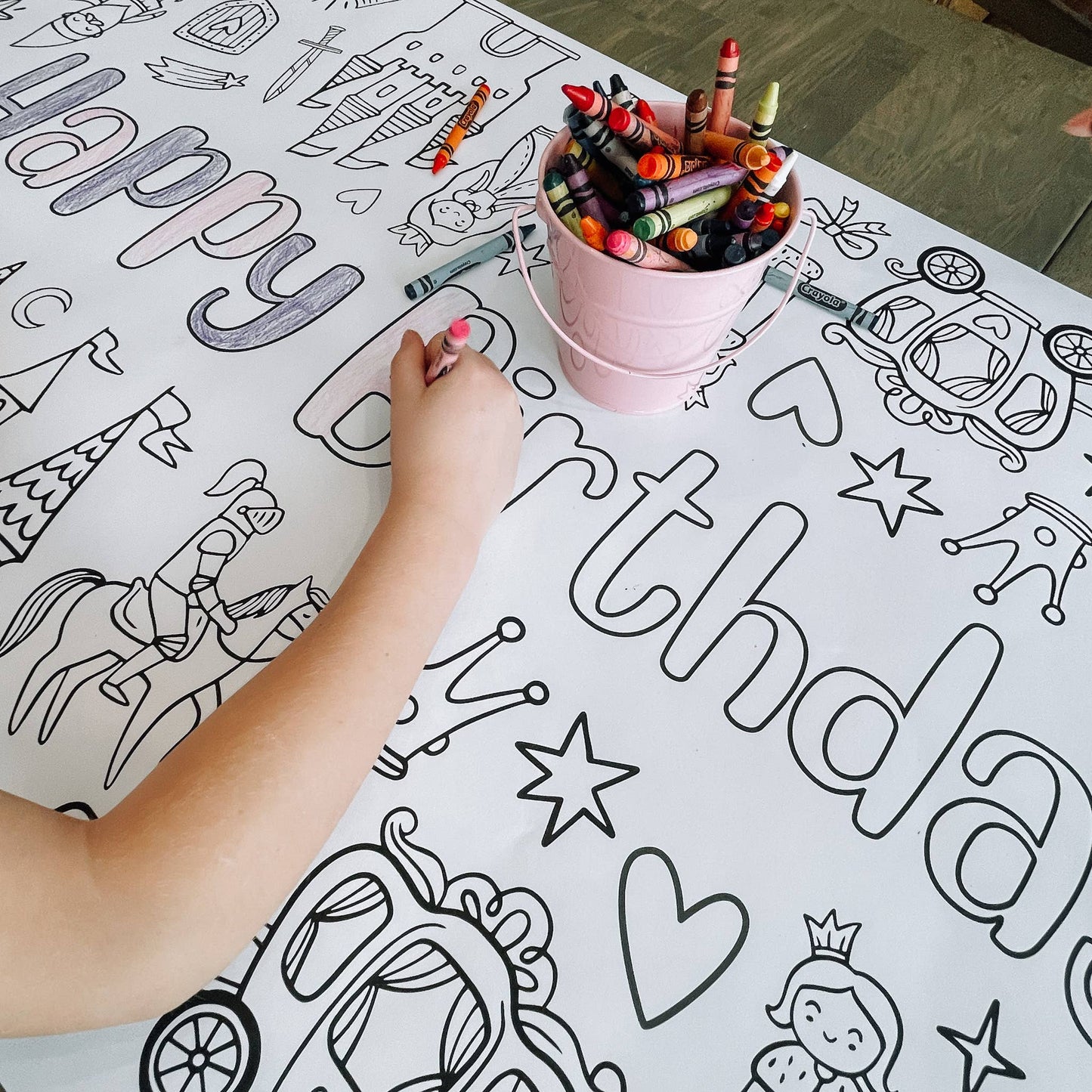 Enchanted Fairytale Coloring Table Runner| Happy Birthday: No personalization (no wording)