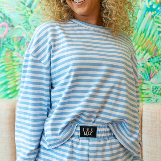 LM-STRIPE LONGSLEEVE TOP-LIGHT BLUE: LIGHT BLUE / X-Large