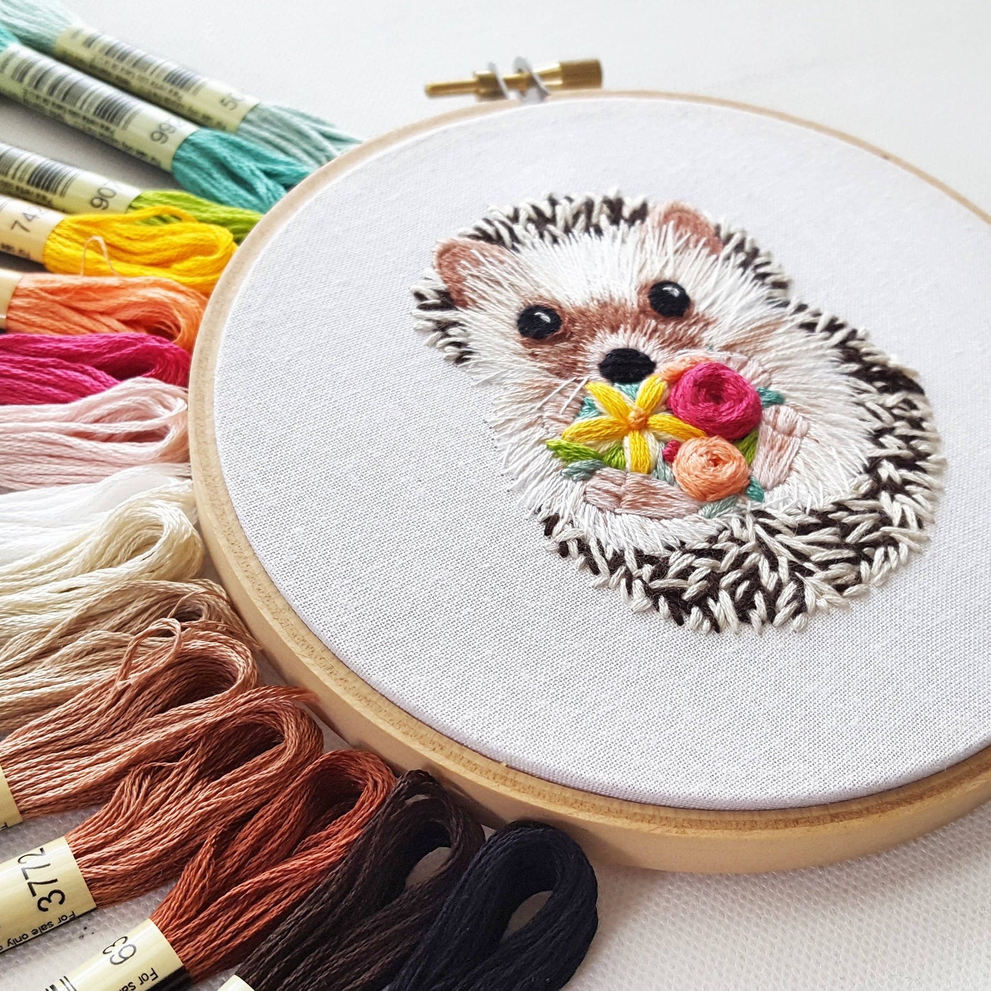 Hedgehog Embroidery Kit: Full Skeins