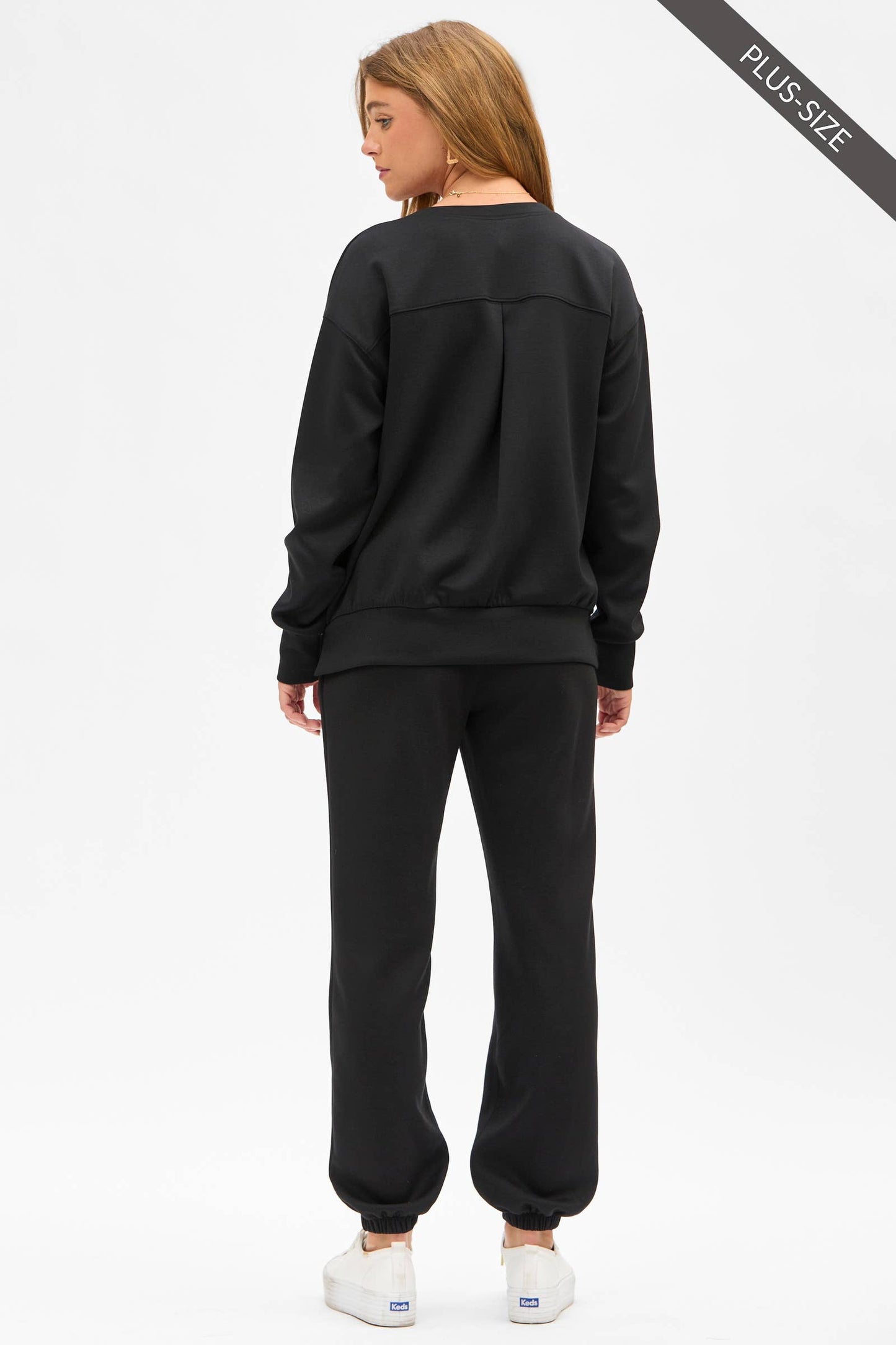 PLUS SIZE Crew Neck Pullover + Jogger Set TRVSET-MALIBUP: LILAC / 2X