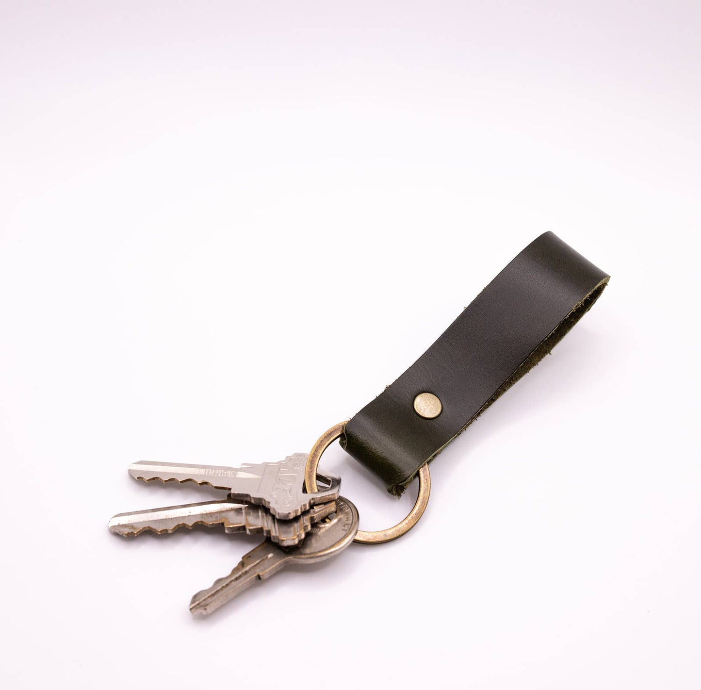 Leather Key Ring - Keychain: Gray