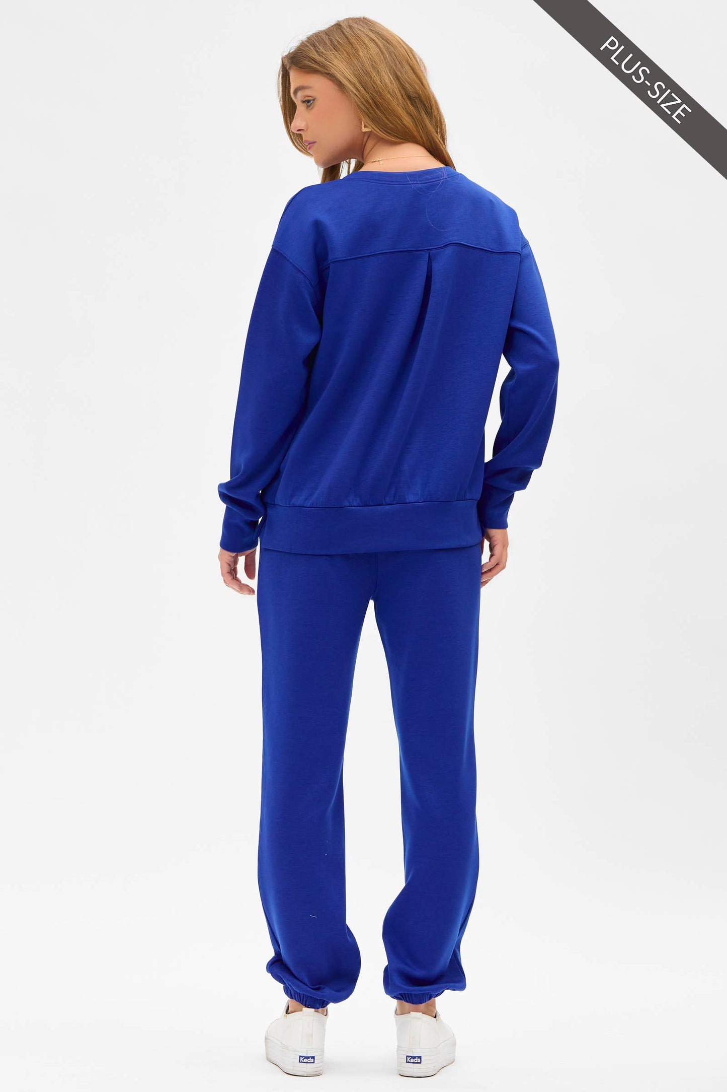 PLUS SIZE Crew Neck Pullover + Jogger Set TRVSET-MALIBUP: LILAC / 2X