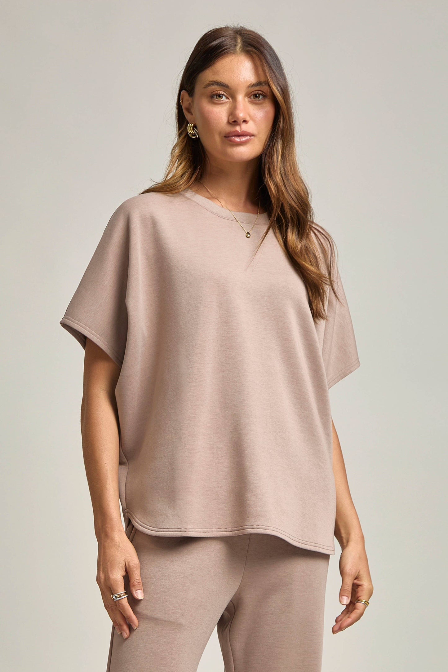 Poncho Top + Bell Bottom Modal Set: Navy / L