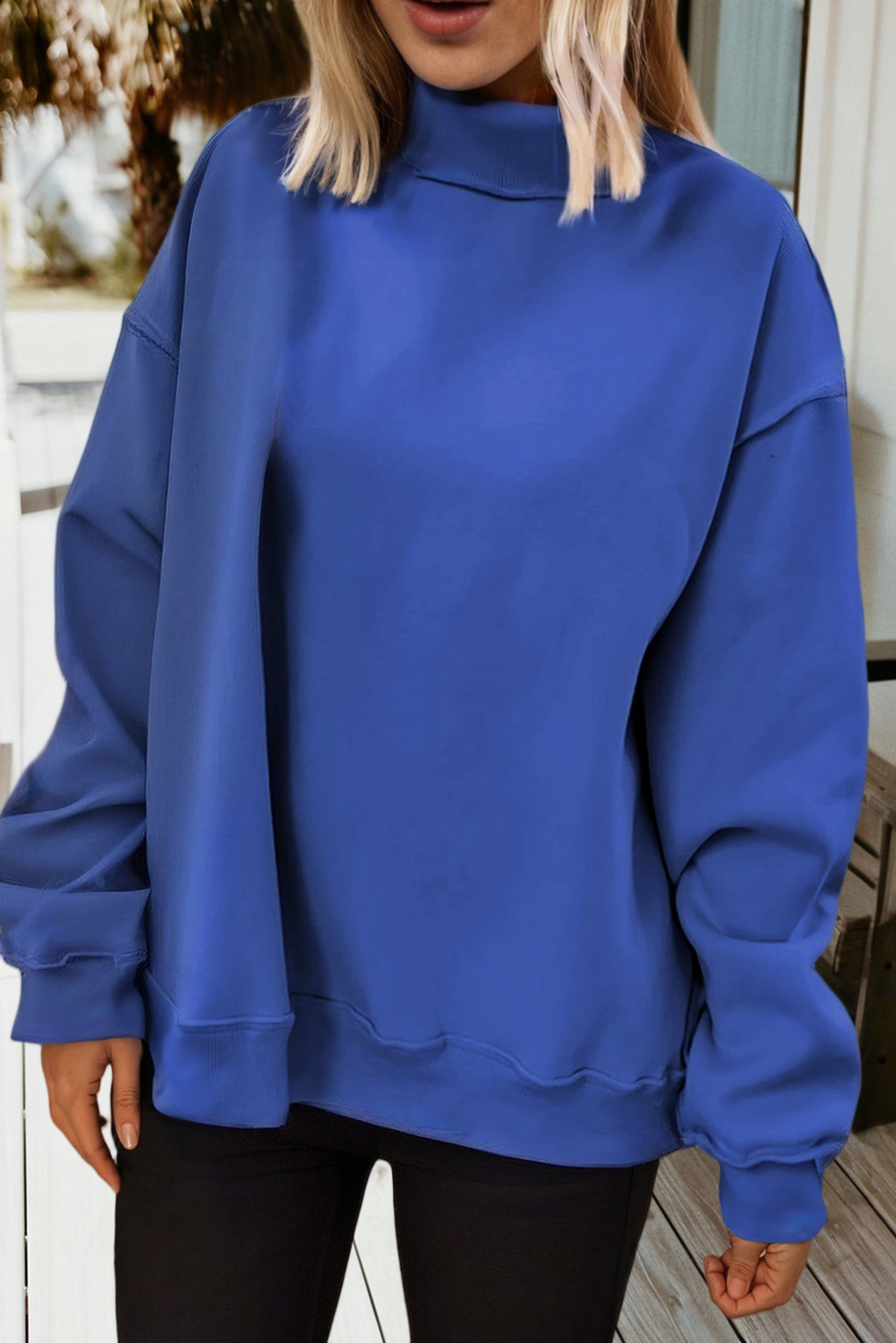 Game Day Oversize Reversible Mock Neck Sweatshirt (S-XL): Light Grey / Missy / M
