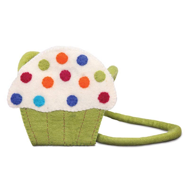 Muffin Long Handle Felted Kids Hand Bag: Pink