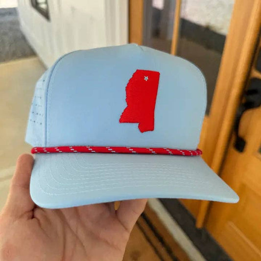 Embroidered Mississippi State Hat Baby Blue