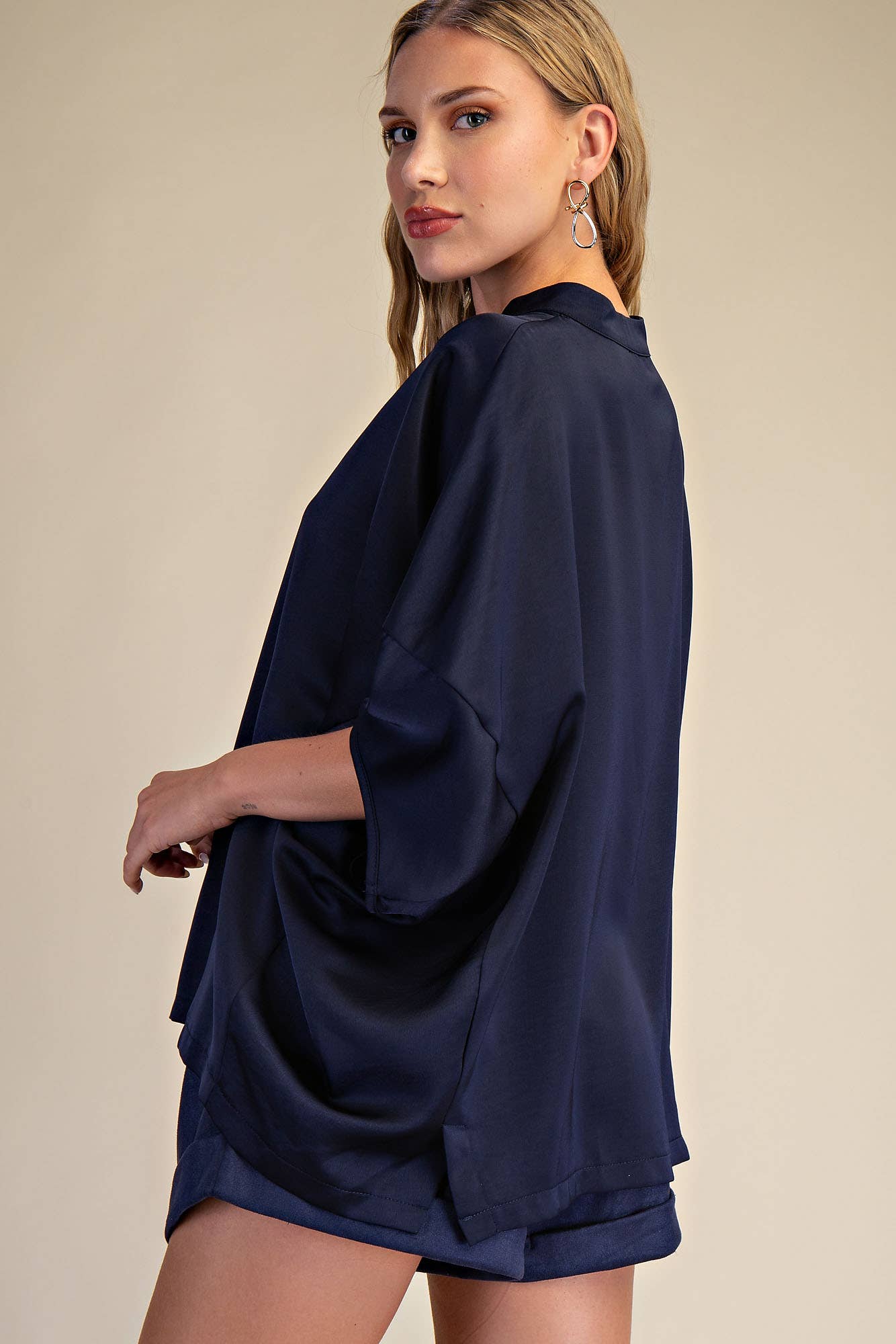 Dropped Shoulder Top: Navy / S