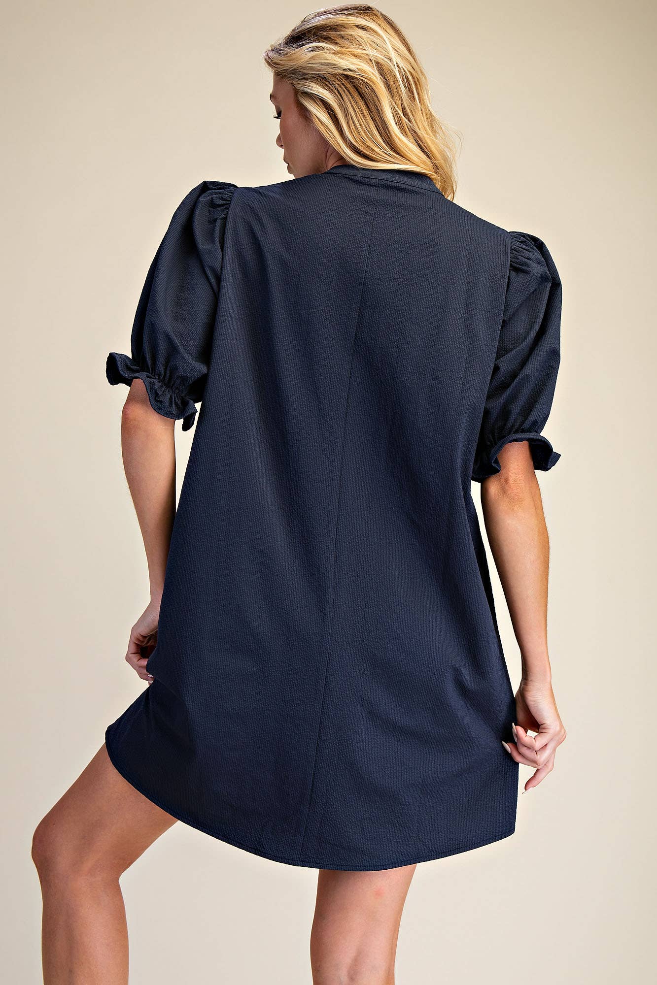 Puff Sleeve Mini Dress: Ivory / S