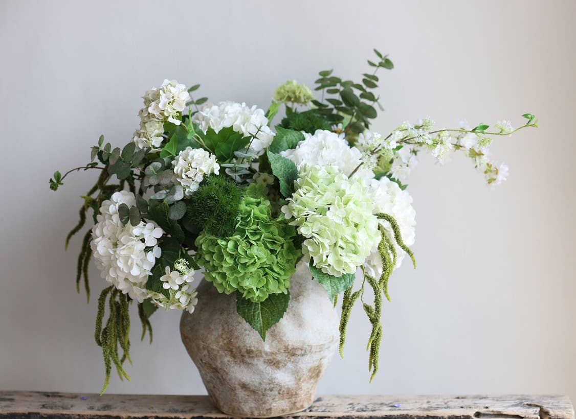 12.5"Real Touch lifelike Hydrangea-6”bloom: Ivory