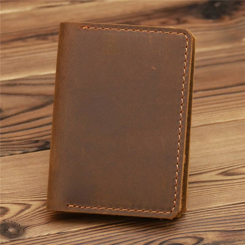 Genuine Leather Wallet, Handmade Wallet with ID Window: Brown