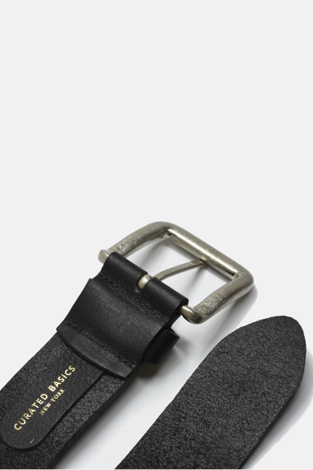 Wide Black Leather on Steel Buckle Belt: Medium