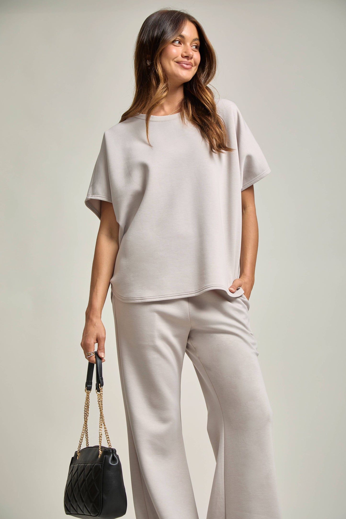 Poncho Top + Bell Bottom Modal Set: Navy / L