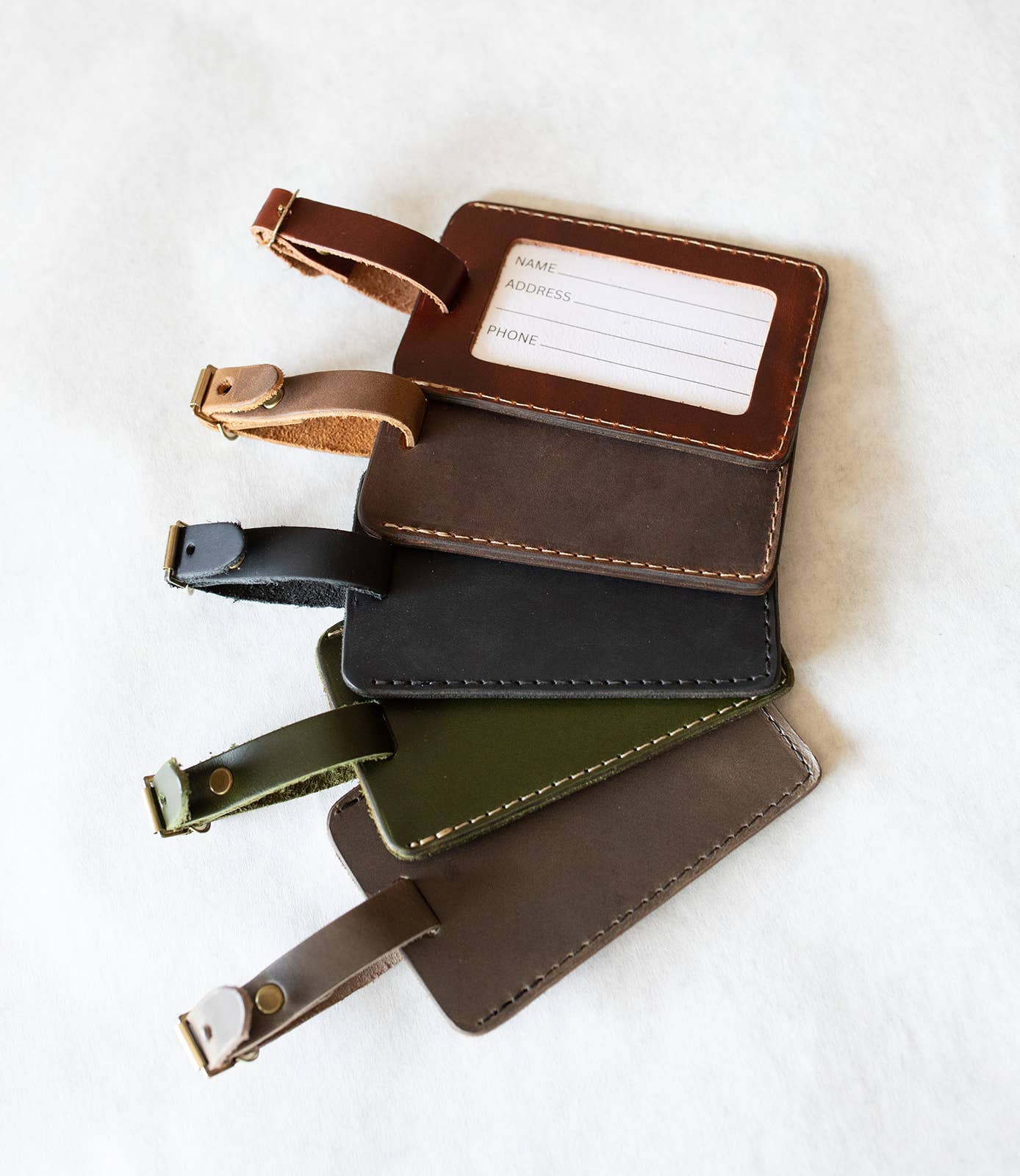 Leather Luggage Tag: Copper Brown