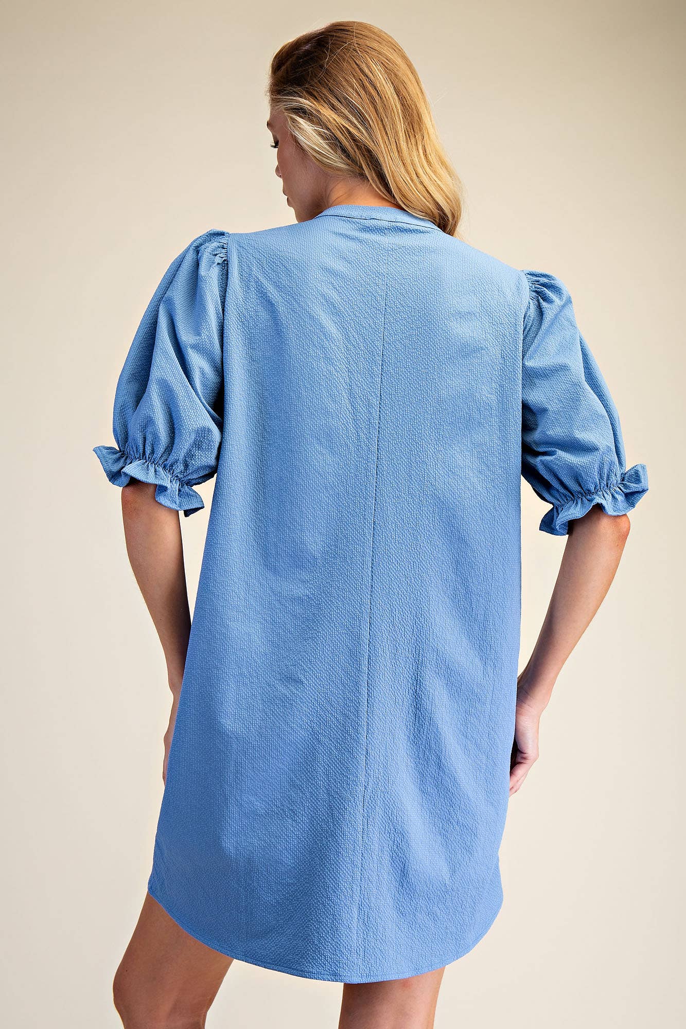 Puff Sleeve Mini Dress: Ivory / M