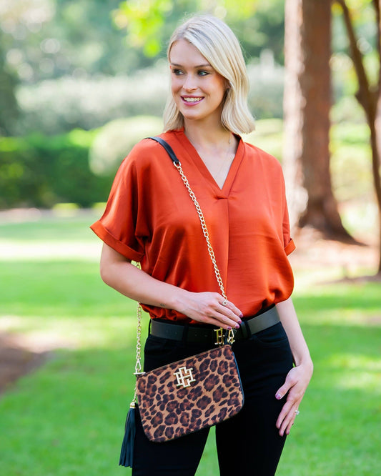 Madelyn Clutch/Crossbody Spotted Saddle: Default