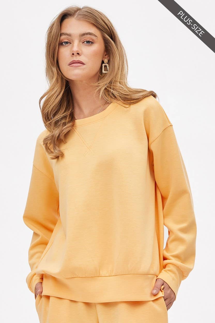 PLUS SIZE Crew Neck Pullover + Jogger Set TRVSET-MALIBUP: LILAC / 2X