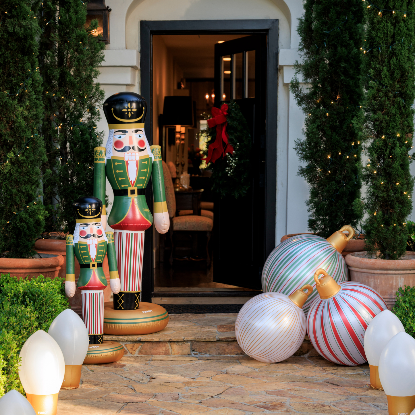 Vintage Stripe Light Up Inflatable Ornaments