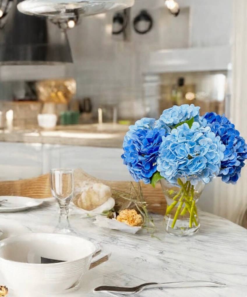 12.5"Real Touch lifelike Hydrangea-6”bloom: Ivory