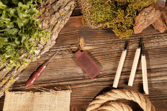 Leather Keychain, Geniune Leather Keychain: Burgundy