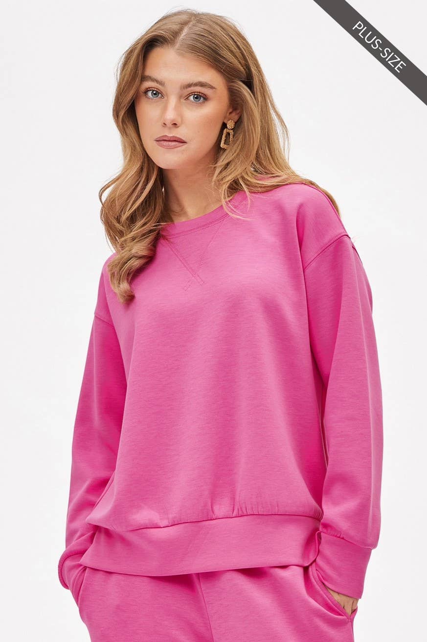 PLUS SIZE Crew Neck Pullover + Jogger Set TRVSET-MALIBUP: LILAC / 2X