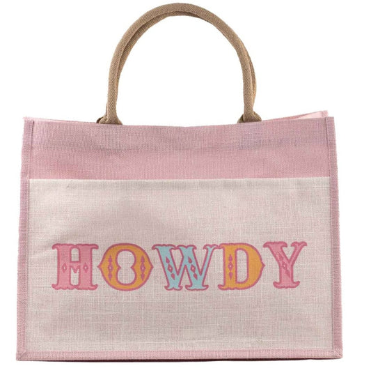 Howdy Jute Pocket Tote