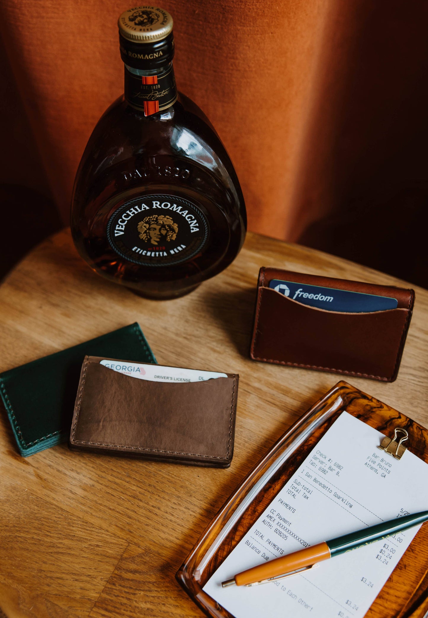 Handmade Leather Minimalistic Cardholder Wallet: Copper Brown (Dark Brown)