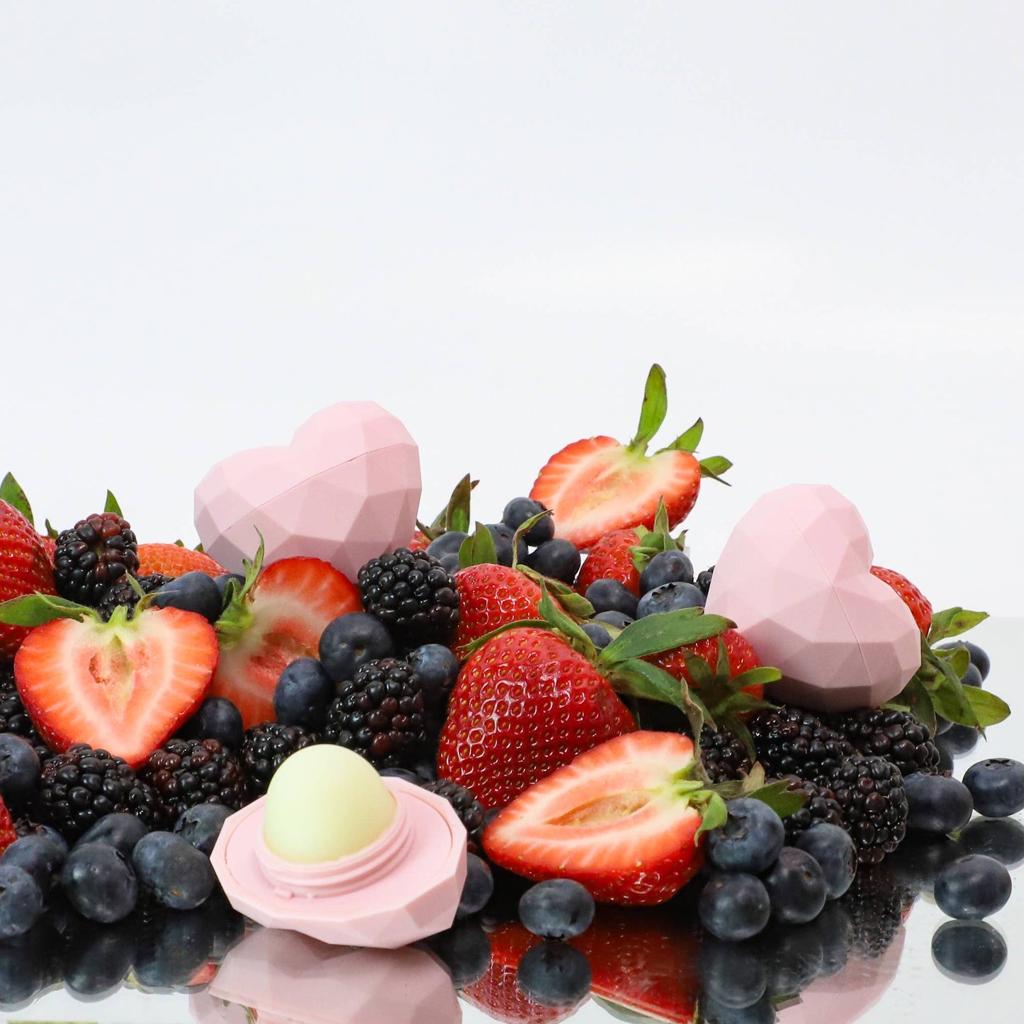 Pink Heart Lip Balm100% Natural: Pink / Clear Plastic Box / Wildberry