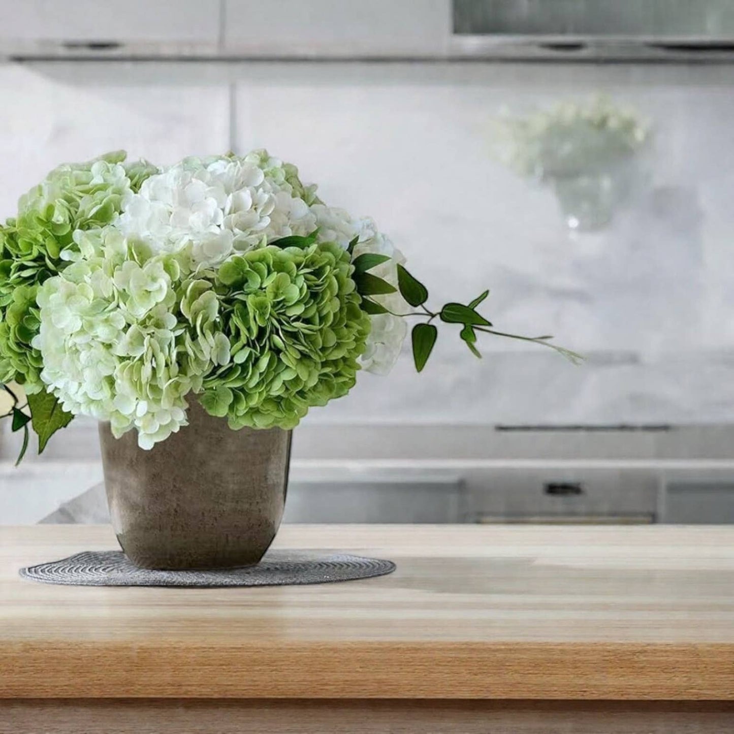 12.5"Real Touch lifelike Hydrangea-6”bloom: Ivory