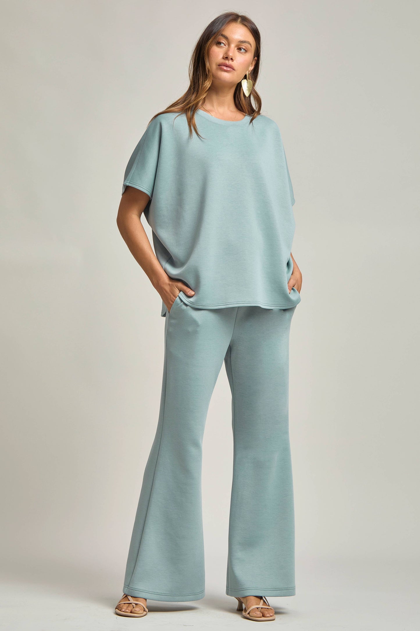 Poncho Top + Bell Bottom Modal Set: Navy / L