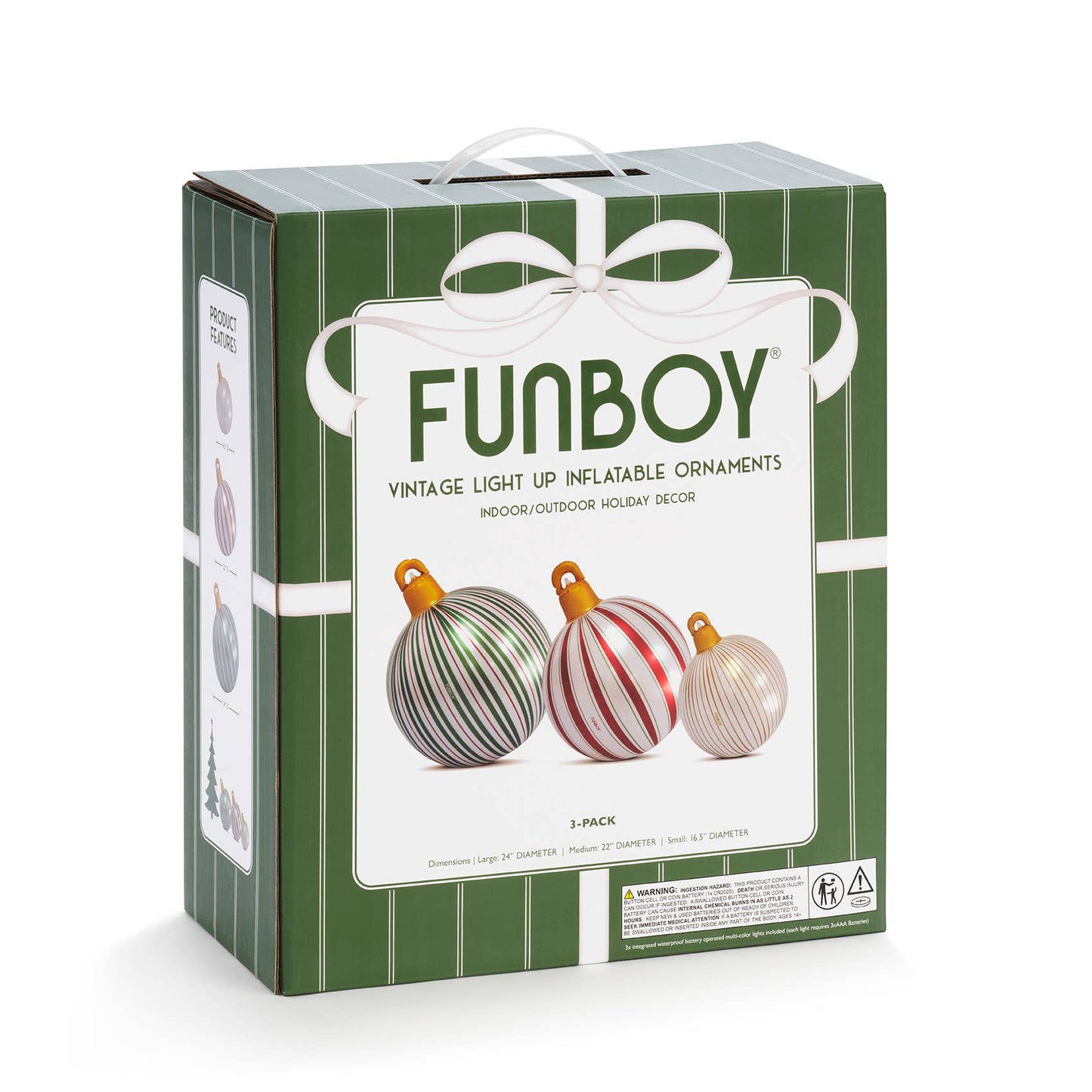 Vintage Stripe Light Up Inflatable Ornaments