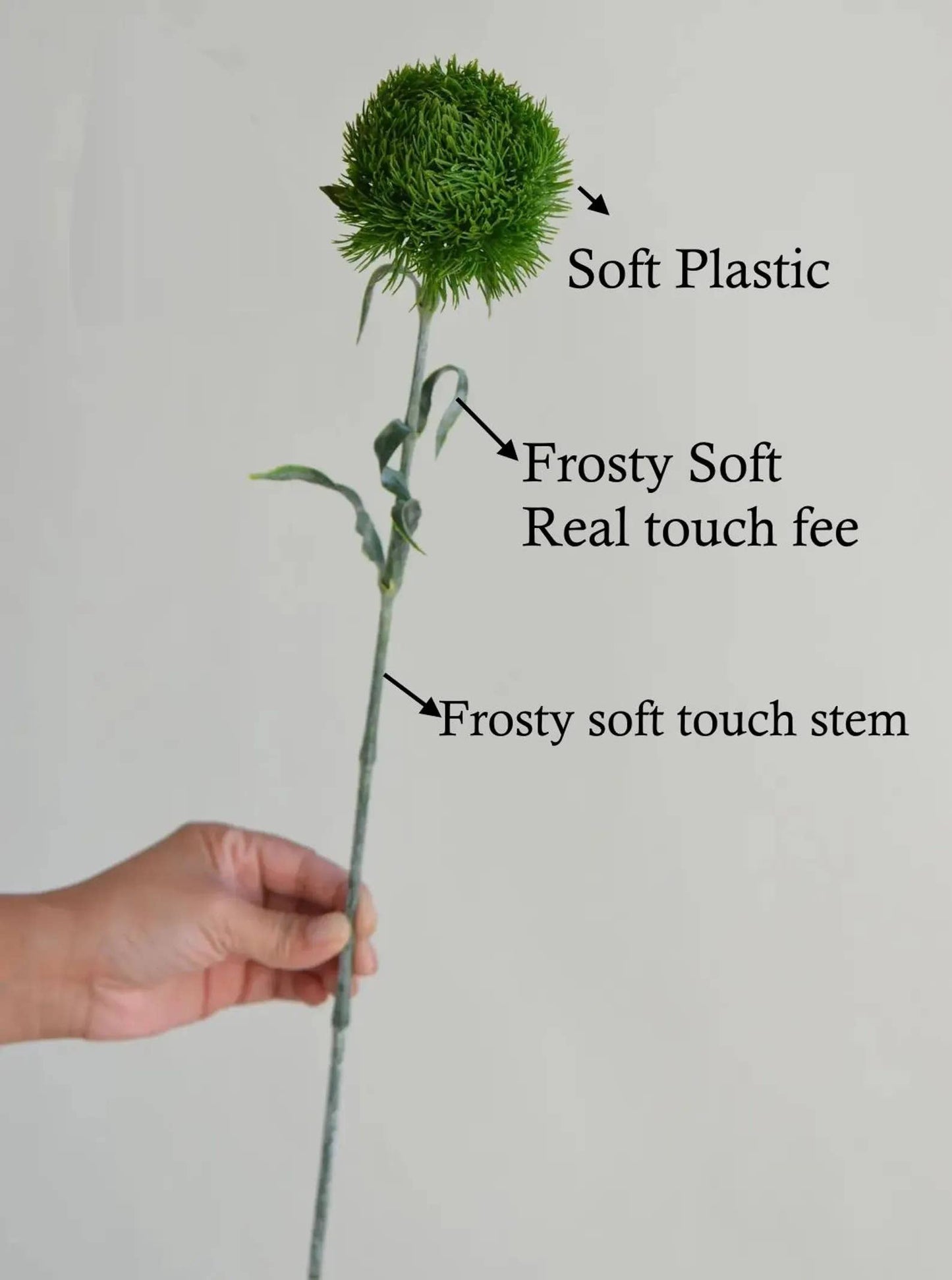 21.5" Realistic Faux Dianthus Green Ball Fresh Green stem: Deep Green