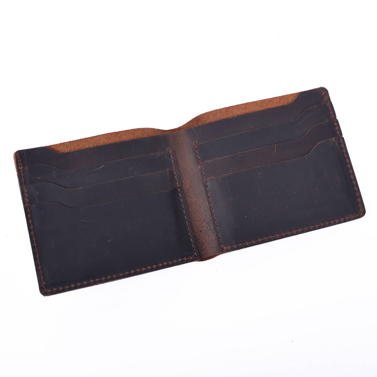 Leather Wallet,  Bifold Wallet, Handmade Wallet for Men: Brown