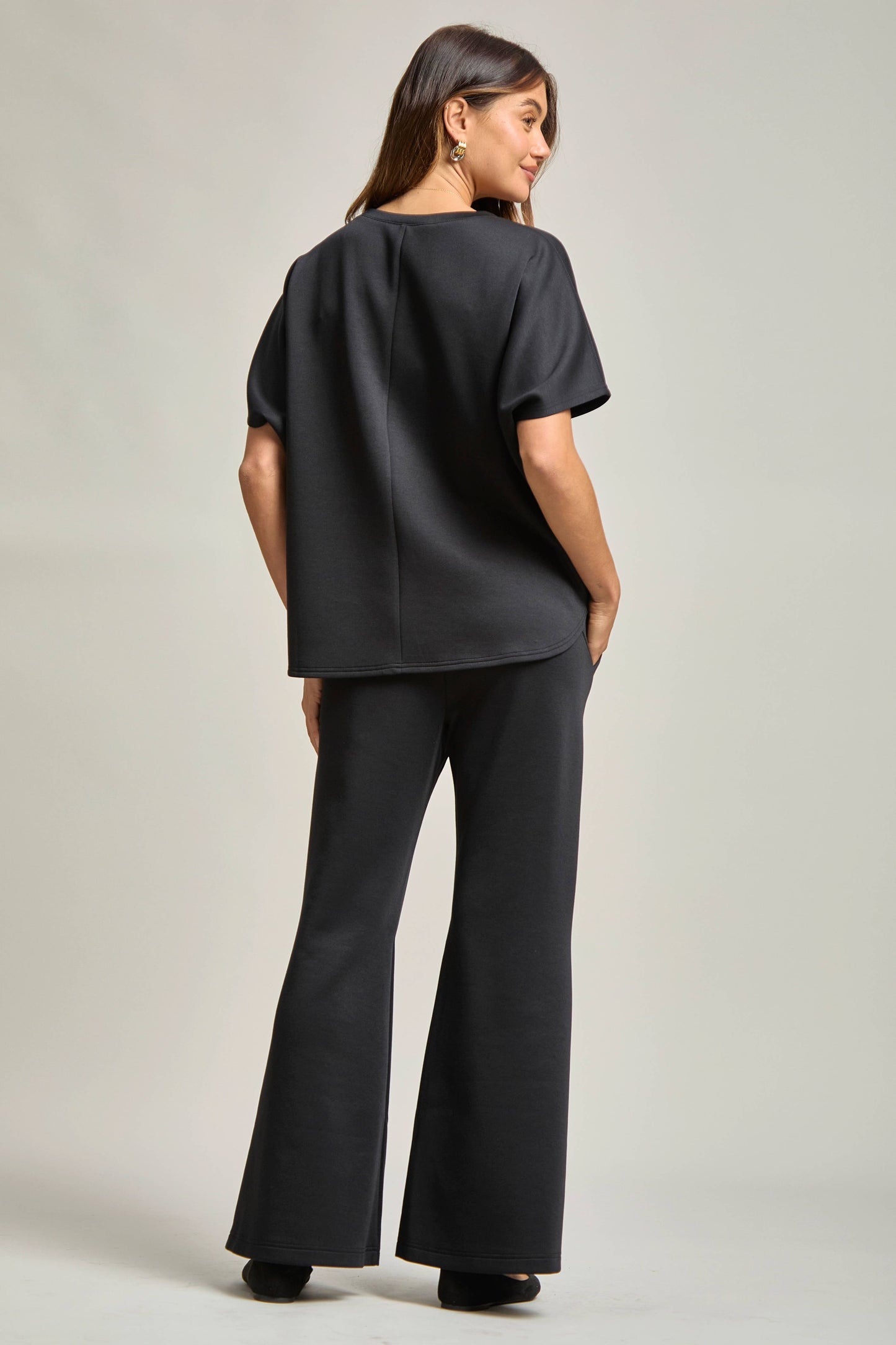 Poncho Top + Bell Bottom Modal Set: Navy / S