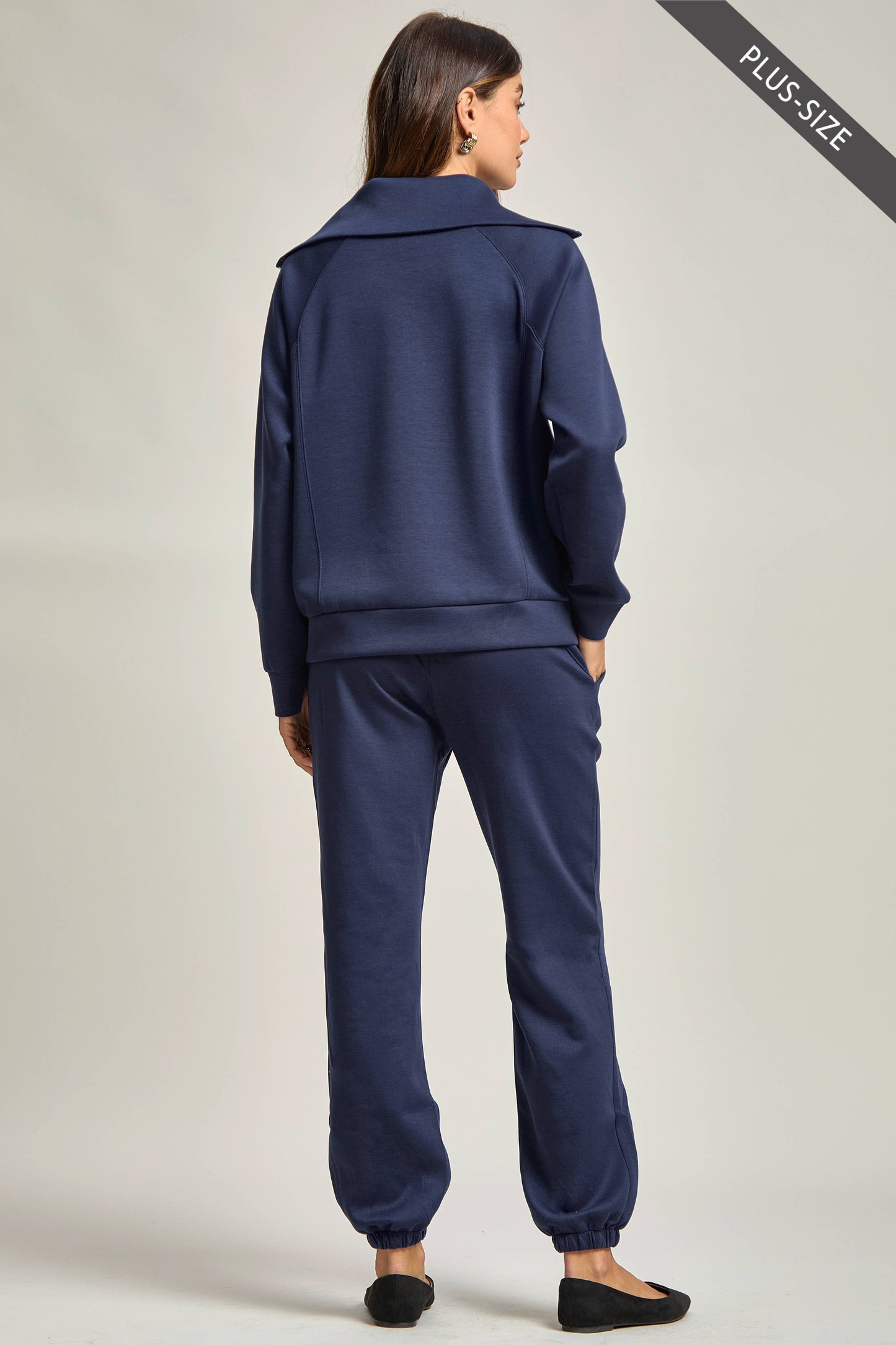 PLUS SIZE Quarter Zip Pullover + Jogger Modal Travel Set: Capri Blue / 1X