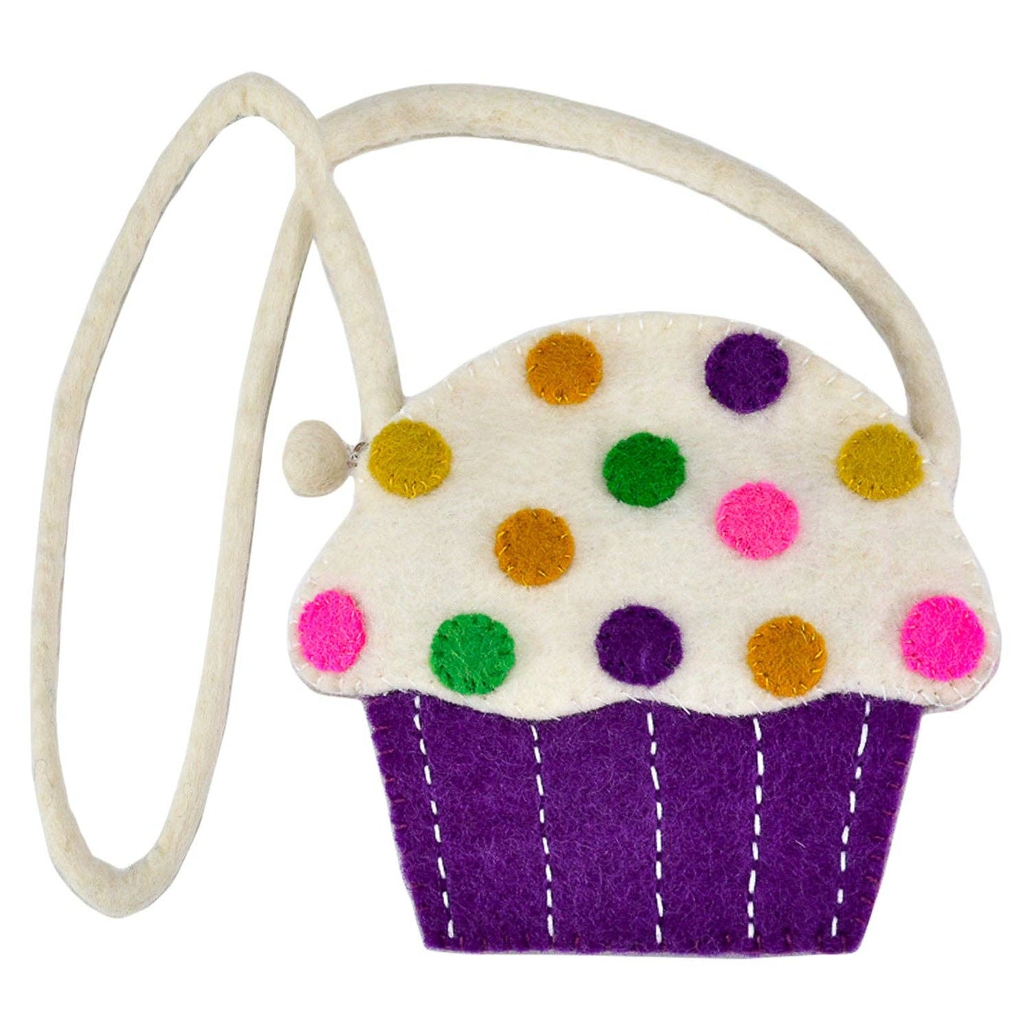 Muffin Long Handle Felted Kids Hand Bag: Pink