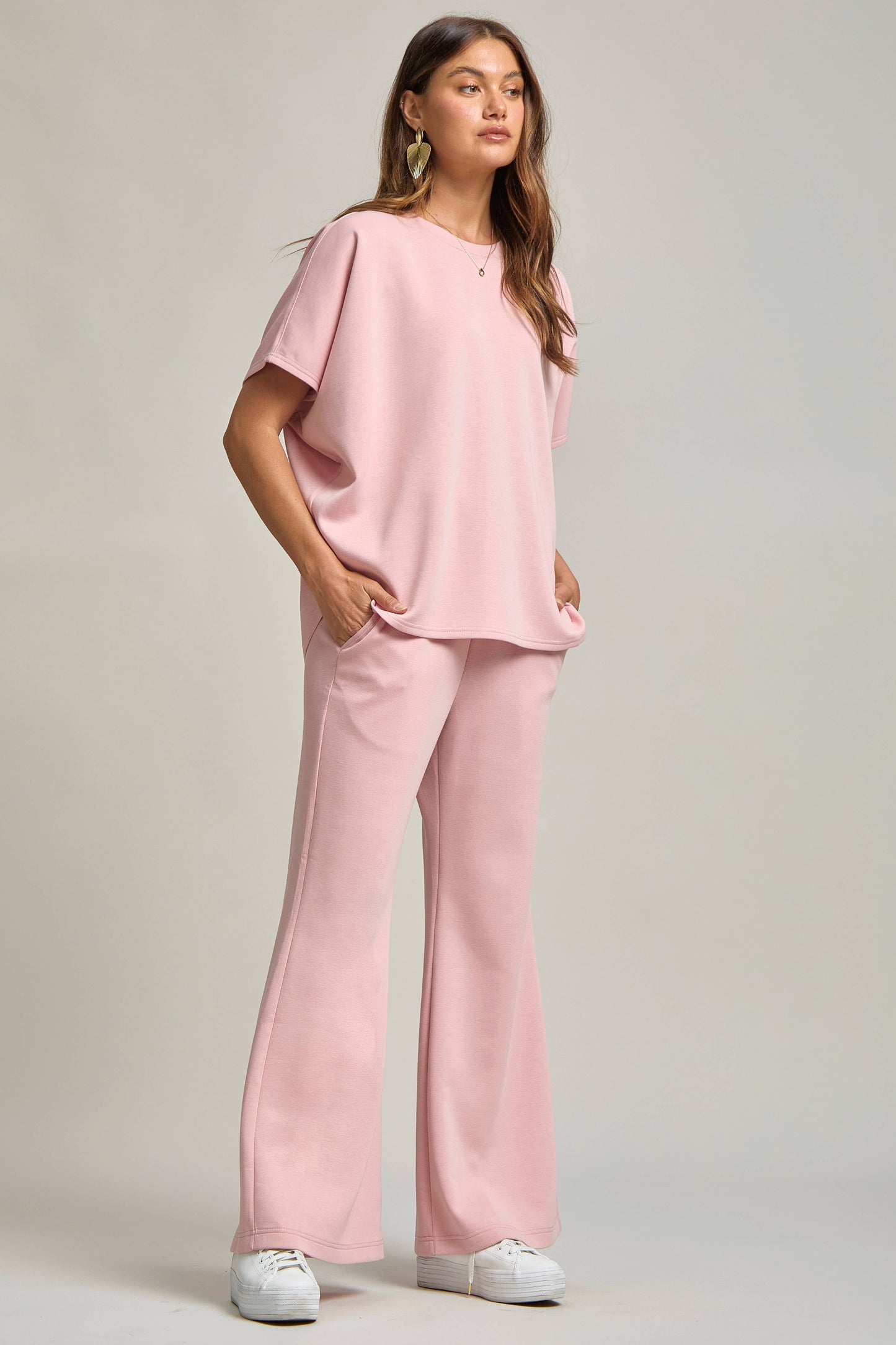 Poncho Top + Bell Bottom Modal Set: Navy / S