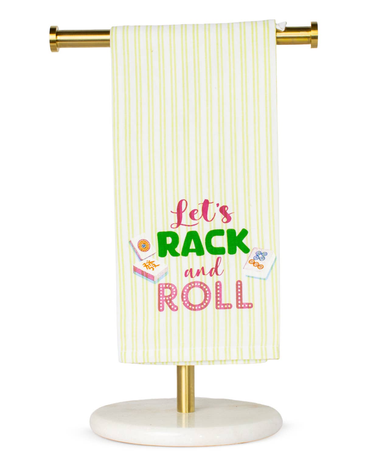 Let's Rack and Roll Hand Towel   Green/Pink   20x28