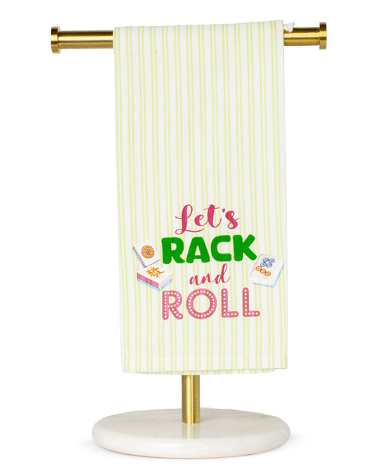 Let's Rack and Roll Hand Towel   Green/Pink   20x28