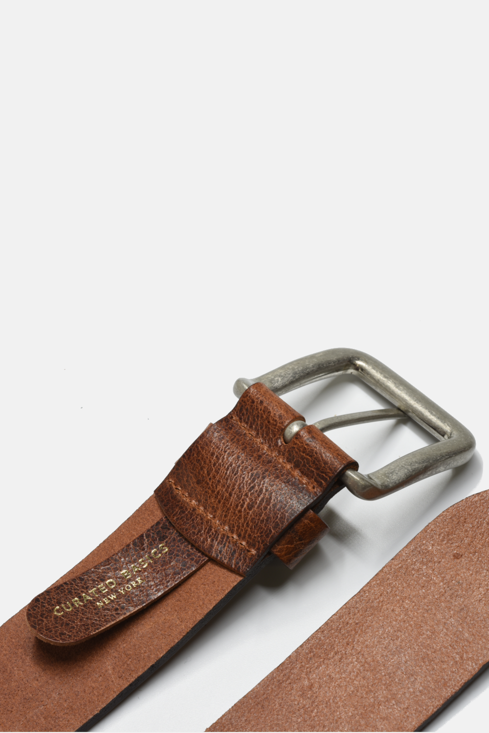 Wide Cognac Brown Leather with Silver Buckle Belt: Large