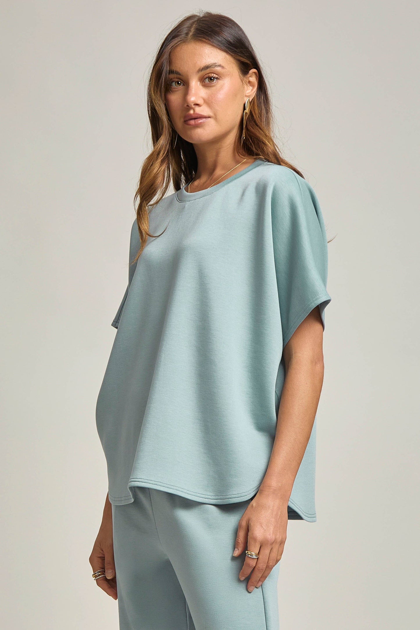 Poncho Top + Bell Bottom Modal Set: Navy / S