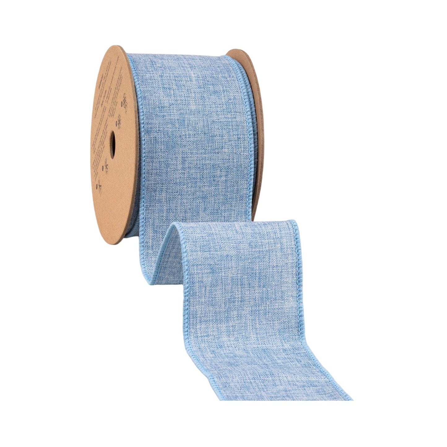 2 1/2" Linen Wired Ribbon | Blue Linen | 10 Yard Roll