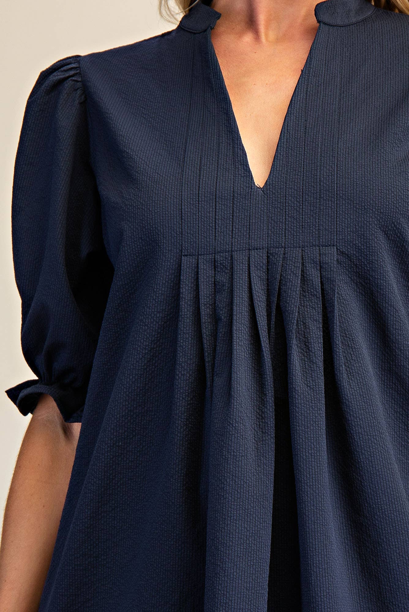 Puff Sleeve Mini Dress: Ivory / M
