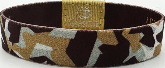 Team Camo / Philippians 4:13 Wristband: Dark Red & Gold / Small
