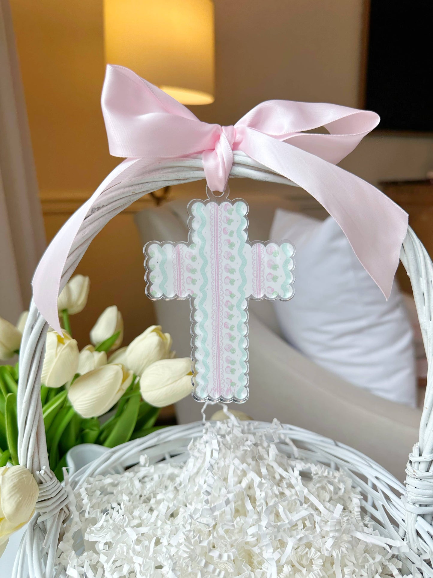 Easter Acrylic Acrylic Charm - Wreath or Easter Basket Charm: Blue Bunny Acrylic Charm