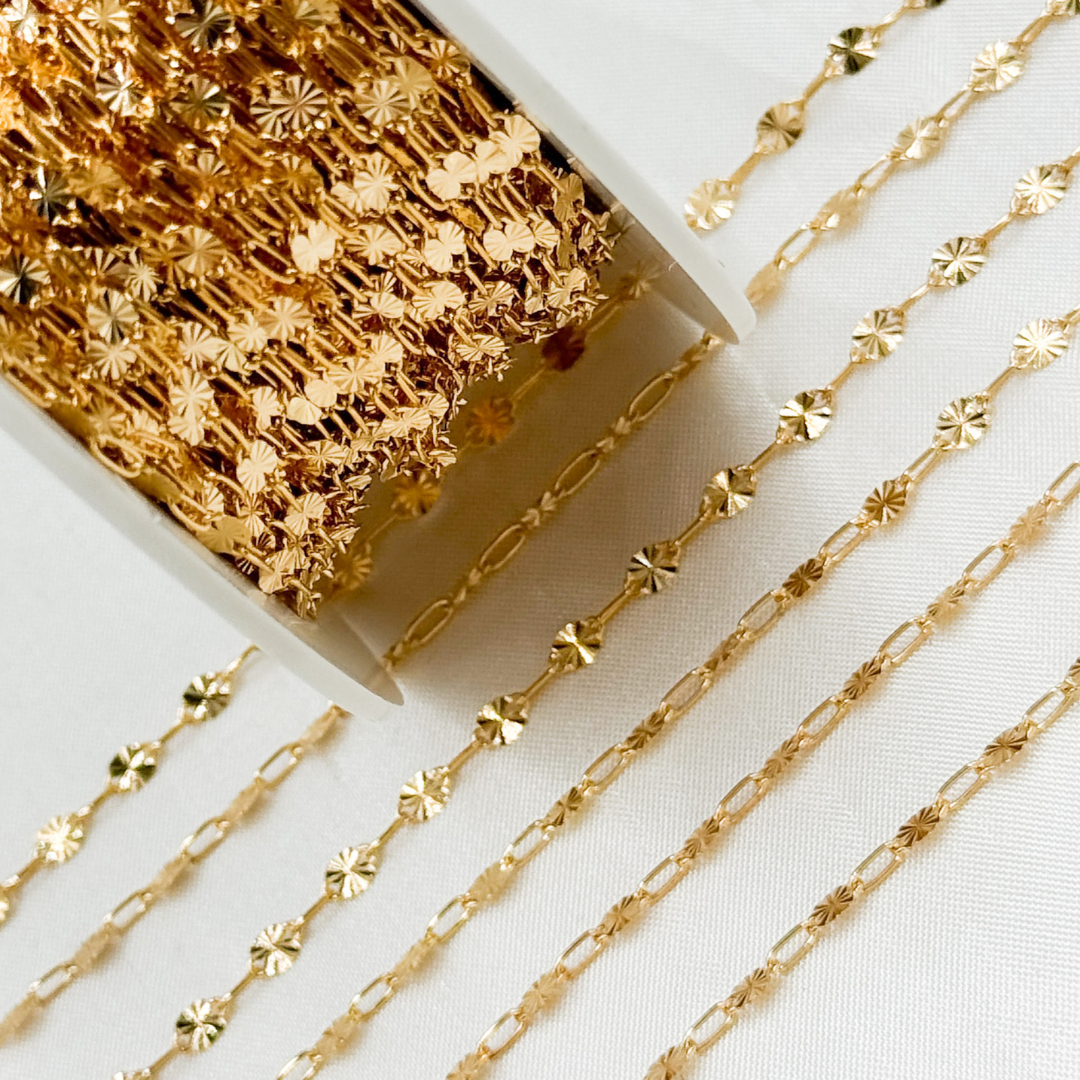 V170GF. 14k Gold Filled Marina and Cable Link Chain: 1 Ft / 3.1mm-4mm / Marina