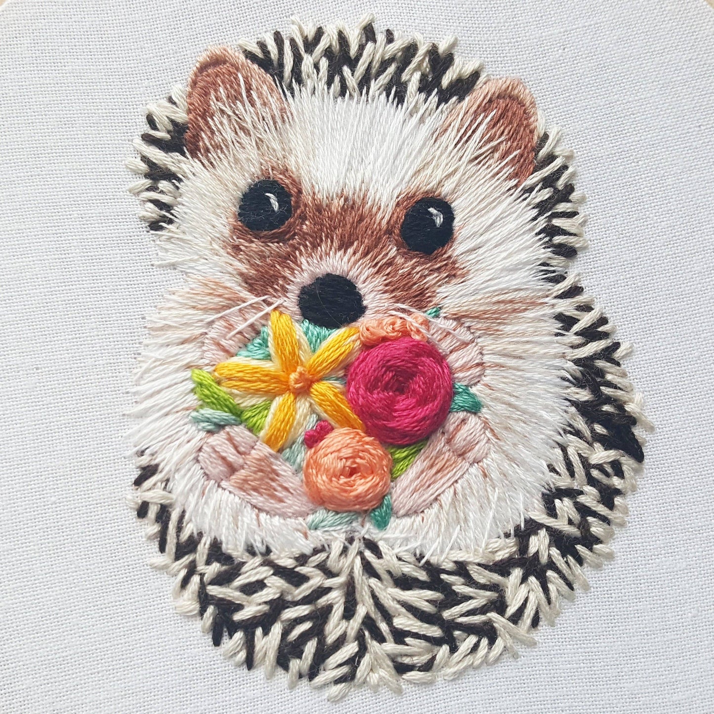 Hedgehog Embroidery Kit: Full Skeins