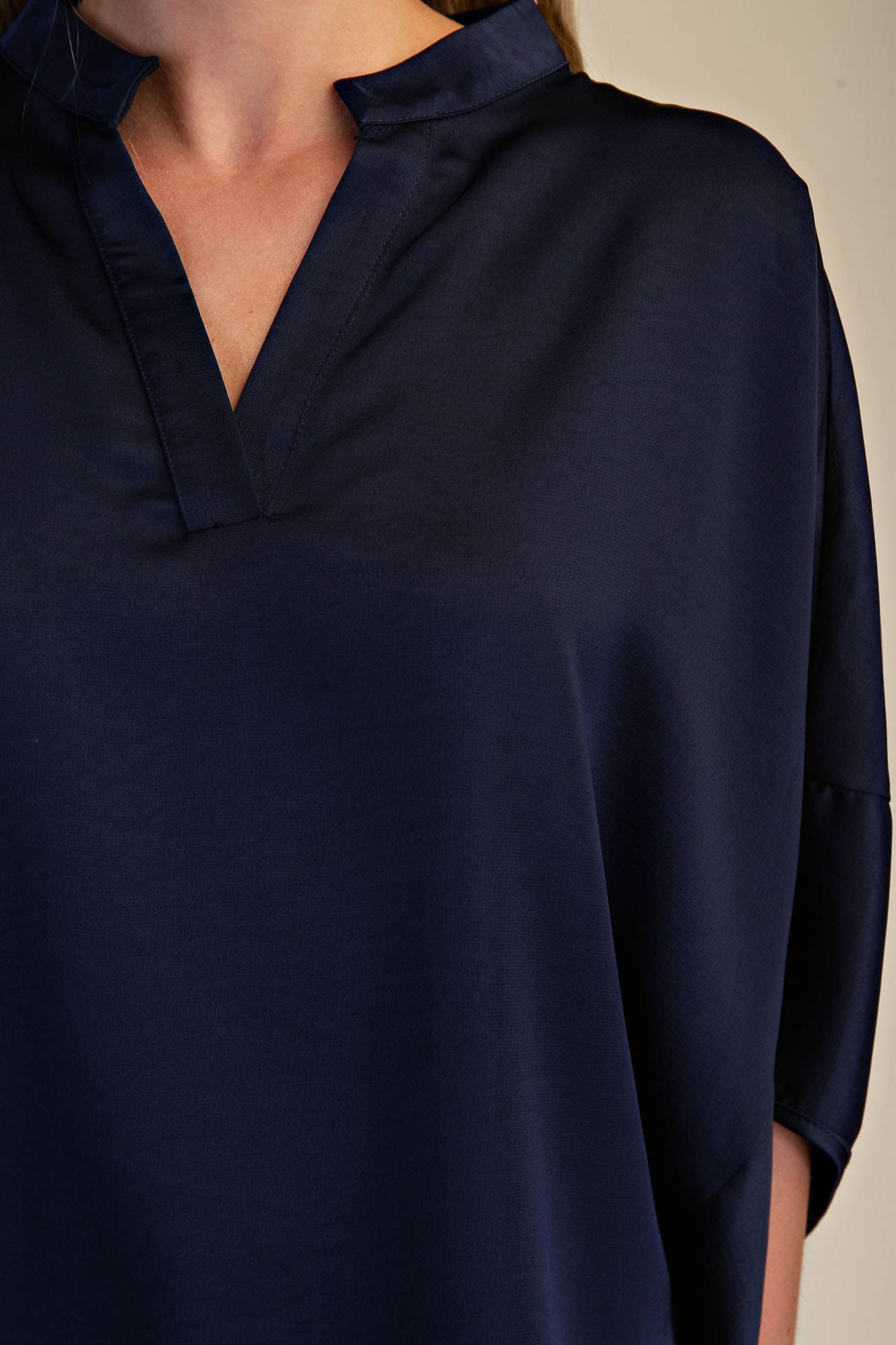 Dropped Shoulder Top: Navy / S
