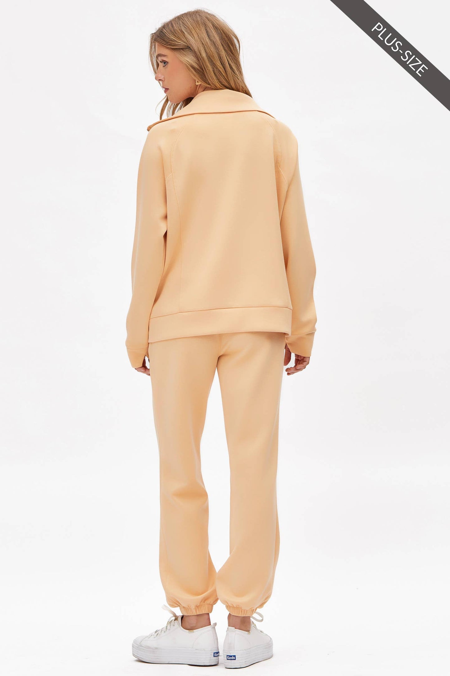 PLUS SIZE Quarter Zip Pullover + Jogger Modal Travel Set: Blush Pink / 2X